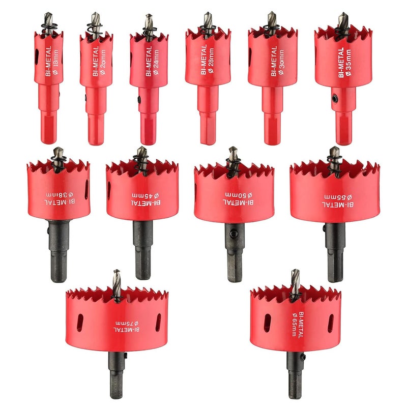 dashap 12PCS Bi-Metal Carbide Hole Saw Kit with Drill Bits for Thin Metal and Wood,Cutting Diameter 45/64'' to 2-15/16'',for Gerneral Purpose - Image 1